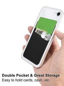 1 pieza de silicona portátil autoadhesivo Móvil Tarjetero - Negro - Ver 2