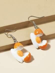 1pair Fashionable Polyresin Egg Drop Earrings For Women For Daily Decoration - Multicolor - View 1