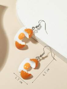 1pair Fashionable Polyresin Egg Drop Earrings For Women For Daily Decoration - Multicolor - View 6