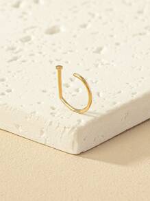 1pc Fashion Copper Alloy Minimalist Nose Ring For Women For Daily Decoration - Yellow Gold - View 3