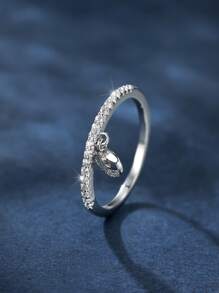Vanel 1 chiếc nhẫn trái tim đính đá Cubic Zirconia quyến rũ dành cho phụ nữ làm quà tặng ngày lễ tình nhân - Bạc - Xem 4