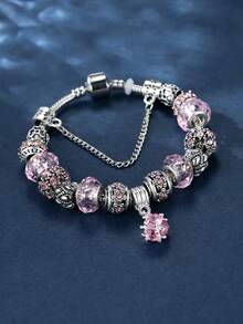 1 cái Vintage Rhinestone & Bead Trang Trí Chuỗi Vòng Đeo Tay Cho Phụ Nữ Để Trang Trí Hàng Ngày - Hồng - Xem 3