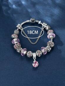 1 cái Vintage Rhinestone & Bead Trang Trí Chuỗi Vòng Đeo Tay Cho Phụ Nữ Để Trang Trí Hàng Ngày - Hồng - Xem 4