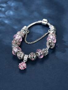 1 cái Vintage Rhinestone & Bead Trang Trí Chuỗi Vòng Đeo Tay Cho Phụ Nữ Để Trang Trí Hàng Ngày - Hồng - Xem 5