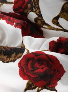 DAZY 花卉印花灯笼袖短款上衣 情人节长袖上衣 度假穿搭 女款 - 紅色 - 查看 9