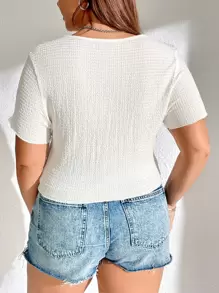 SHEIN Essnce Plus Solid Ruched Asymmetrical Hem Tee