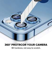 [1 pacote] Filme de lente de câmera azul com anel de metal 3D, adesivo de lente, tampa de lente e anel protetor de lente compatível com IPhone 15 14 13 12 11 Pro Max IPhone 15 14 Plus 13Mini 12 Mini IPhone 15 14 13 12 11 Pro APPLE Series - Azul - Ver 3