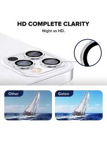 3D Metal Ring IPhone Camera Lens Protector Cover Tempered Glass Camera Protection-Silver - Silver - View 4