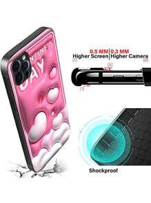 1 funda para teléfono con patrón de corazón de amor rosa y blanco, anticaída, resistente a los arañazos, borde suave de Tpu, absorción de impactos, carcasa dura ultrafina, compatible con iphone / Samsung / Xiaomi / Redmi / Oppo / Oneplus, con protección completa de la lente de la cámara - Rosa - Ver 5