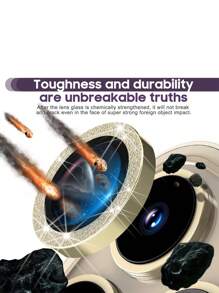 與 iPhone 相容相機鏡頭保護套，抗刮花高清鋼化玻璃金屬單環相機鏡頭蓋-金色 - 金色 - 查看 4