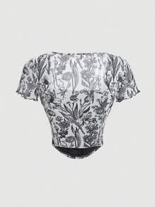 SHEIN MOD 印花方領T恤 - 黑與白 - 查看 2