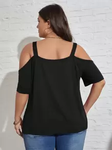 SHEIN LUNE Plus Cold Shoulder Solid Tee