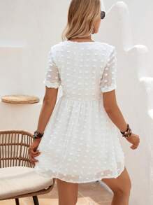 SHEIN Clasi Đầm màu trơn Dễ thương - trắng - Xem 2
