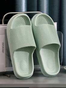 時尚綠色拖鞋適用於女士紋理質感單帶拖鞋 - 綠色 - 查看 5