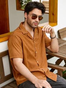 Manfinity RSRT Men High Low Hem Shirt Without Tee - Brown - View 3