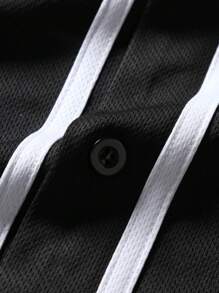 ROMWE MEN Prep Men Letter Graphic Contrast Tape Shirt Without Tee, School