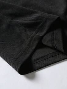 ROMWE MEN Prep Men Letter Graphic Contrast Tape Shirt Without Tee, School