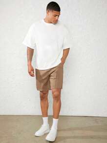 Manfinity NXTstreet Men 100% Cotton Seam Detail Drawstring Waist Shorts - Apricot - View 4