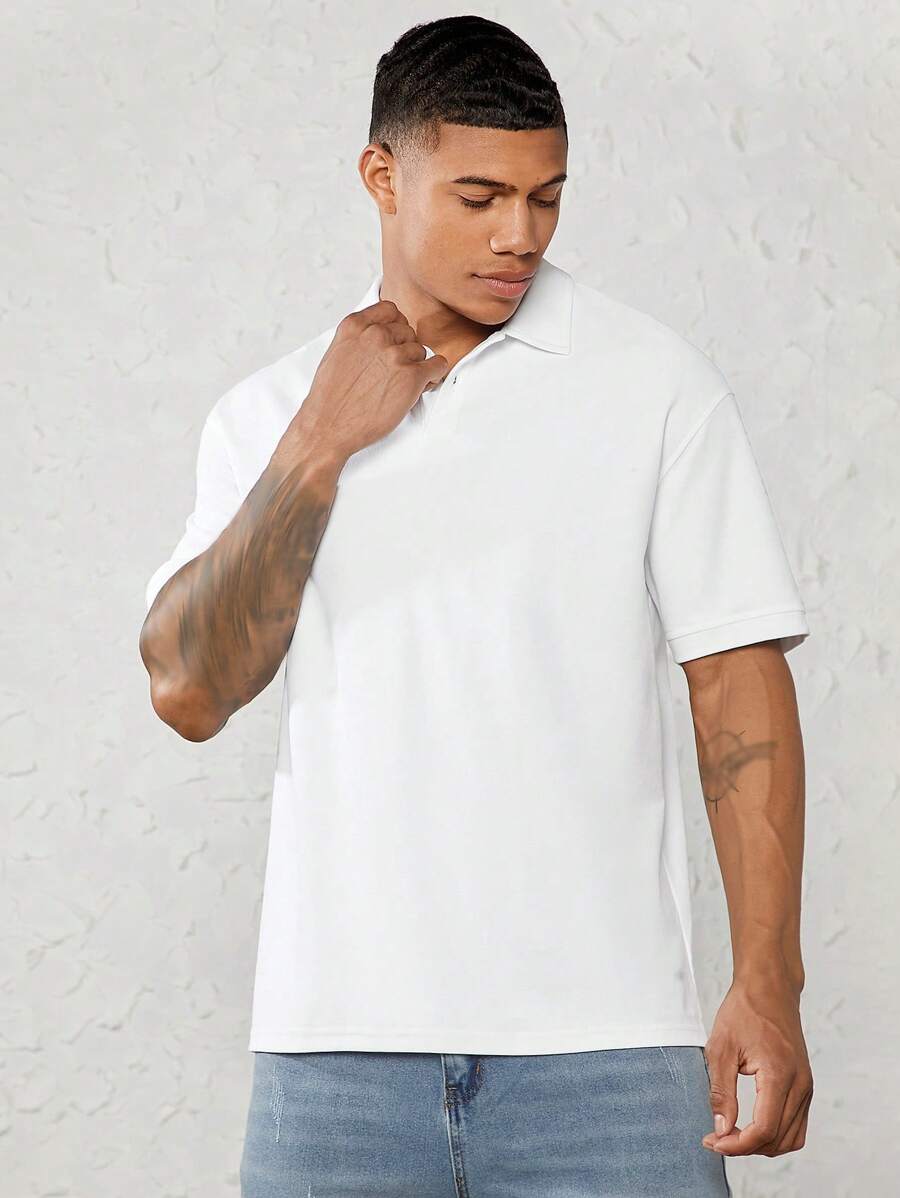 GENTILAND Men Solid Polo Shirt - White - View 1