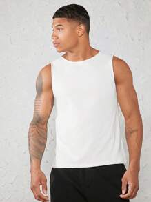 Manfinity VCAY Men Cotton Solid Tank Top - White - View 3