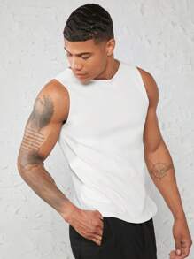 Manfinity VCAY Men Cotton Solid Tank Top - White - View 4