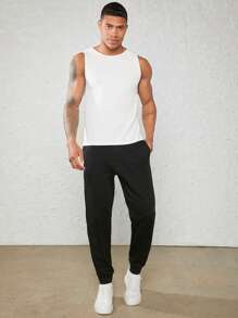 Manfinity VCAY Men Cotton Solid Tank Top - White - View 5