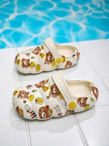 男孩鏤空熊圖案通風可愛戶外洞洞鞋 - 白色 - 查看 2