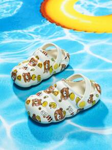 男孩鏤空熊圖案通風可愛戶外洞洞鞋 - 白色 - 查看 3