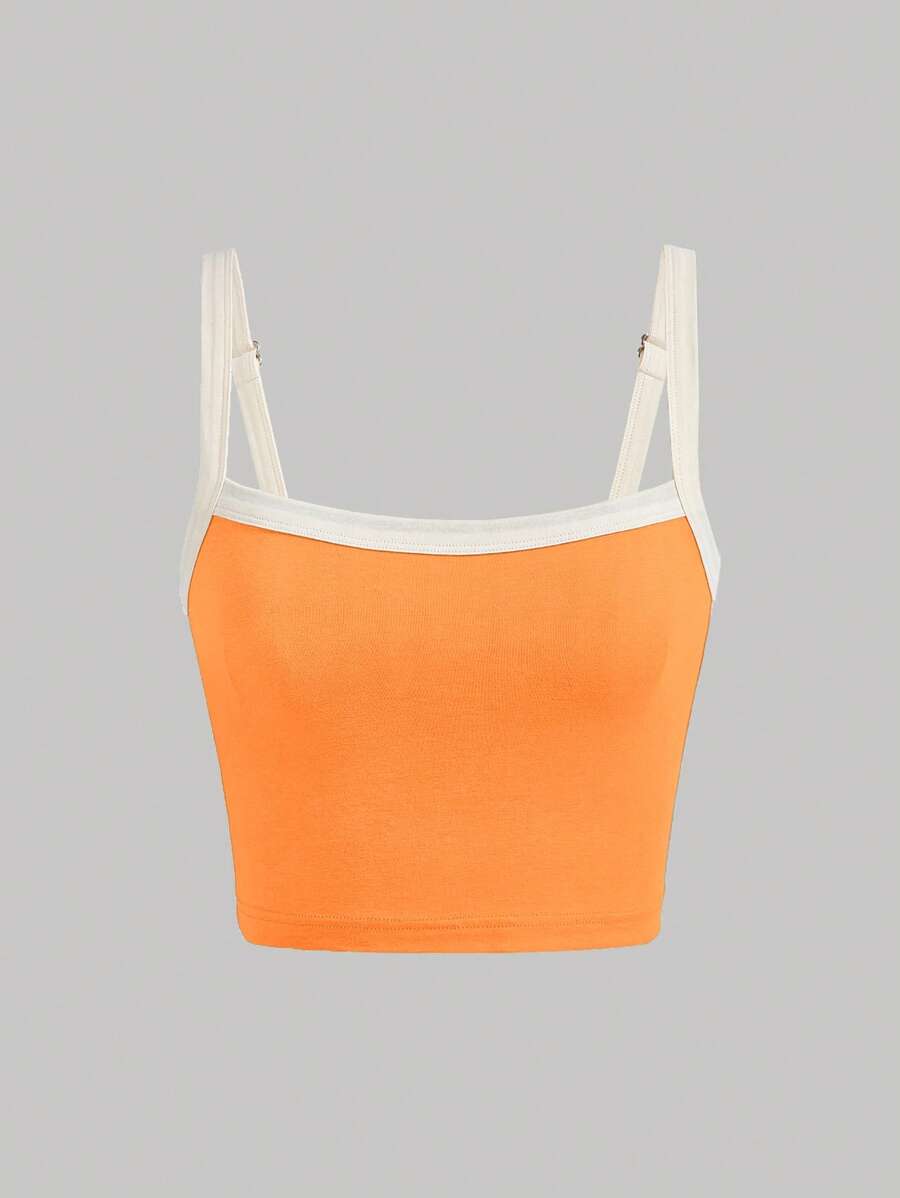 SHEIN MOD Contrast Binding Cami Top - Orange - View 1