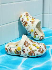 男孩鏤空熊圖案通風可愛戶外洞洞鞋 - 白色 - 查看 5