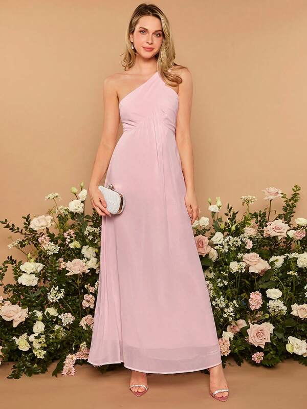 SHEIN Belle One Shoulder Draped Side Bridesmaid Dress SHEIN USA