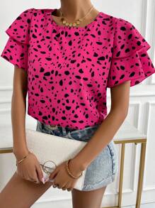 SHEIN LUNE Áo sơ mi nữ phân lớp Tất cả trên in Giải trí - Màu Hồng Tươi - Xem 6