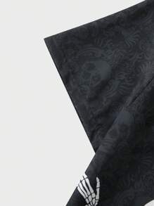 ROMWE MEN Goth Áo sơ mi nam in hình bộ xương cài nút phía trước cho Halloween, trường học - Nhiều màu - Xem 4