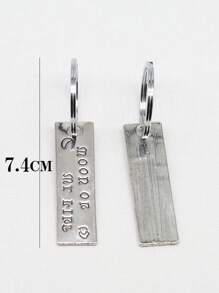 2入組女士正方形標語圖案時尚鑰匙圈 - 銀色 - 查看 5