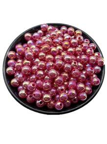 1pack 6/8/10mm Fashion Plastic DIY Bead For Women For Jewelry Making - Hot Pink - View 2