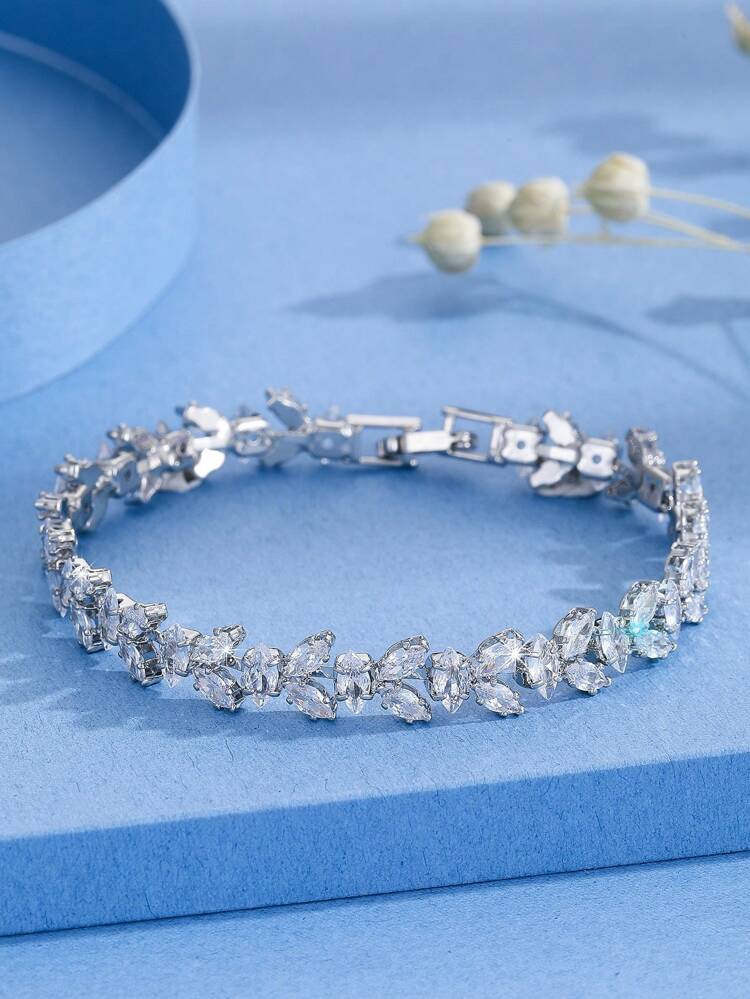 1pc Classic & Elegant Chain Bracelet With Horse Eye Shaped Rhinestone Inlay