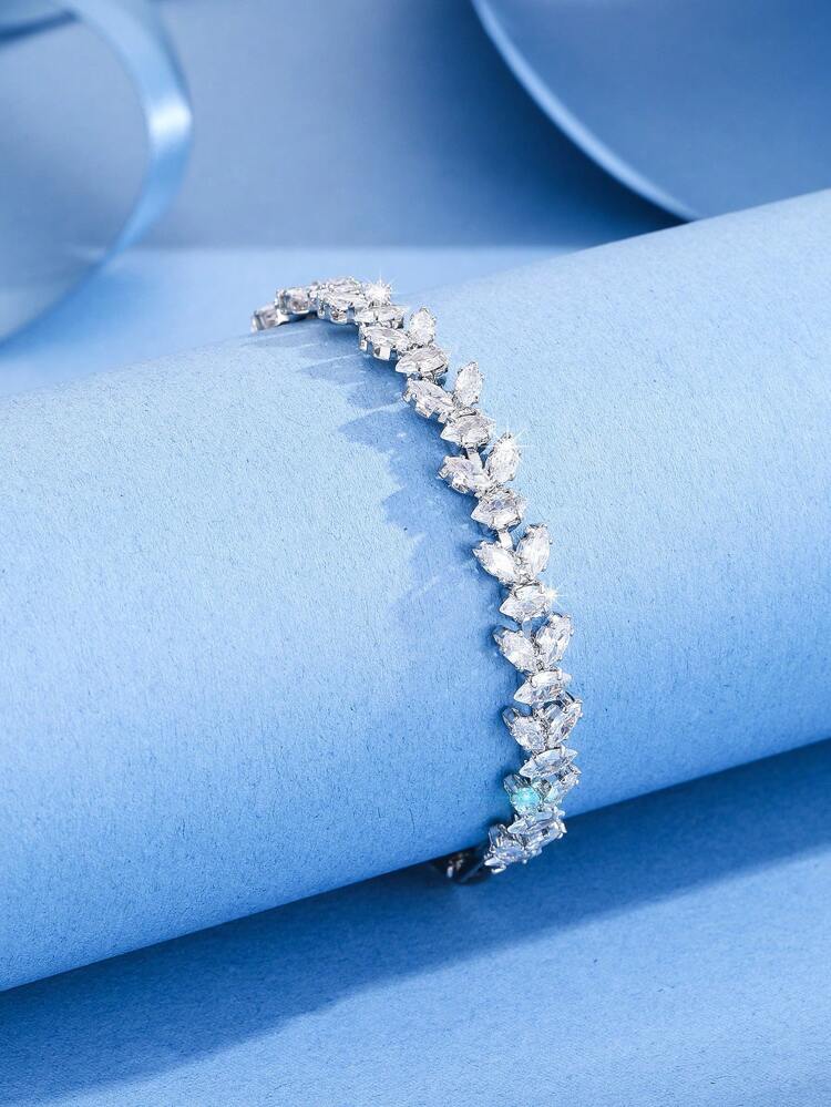 1pc Classic & Elegant Chain Bracelet With Horse Eye Shaped Rhinestone Inlay
