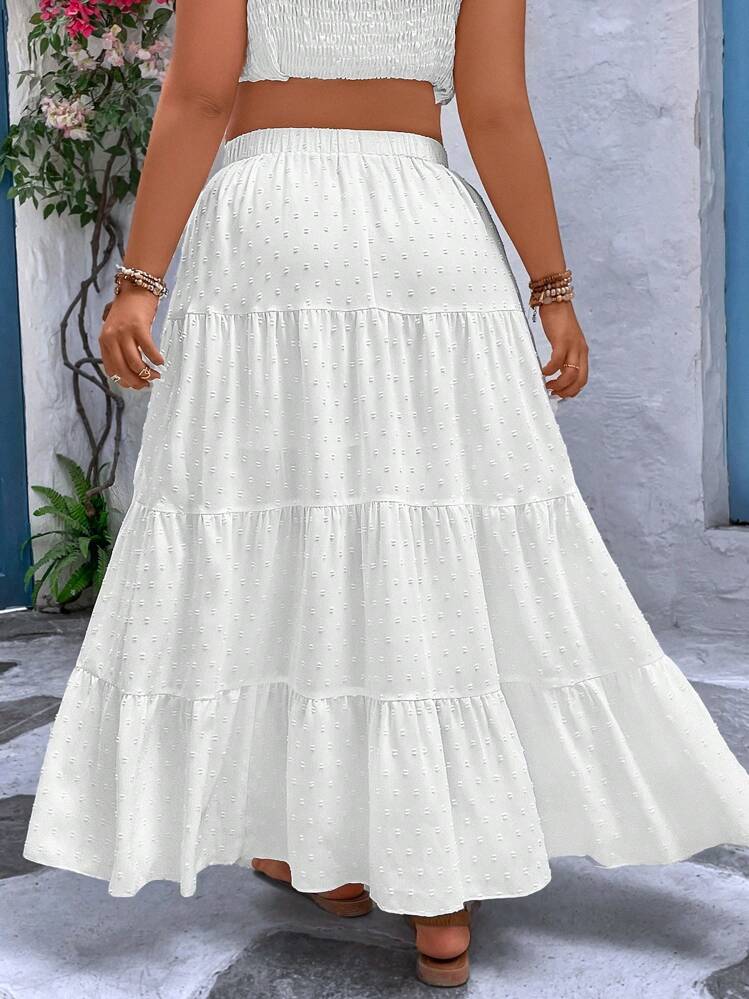 SHEIN Clasi Plus Swiss Dot Ruffle Hem Maxi Skirt Fall Cloth For