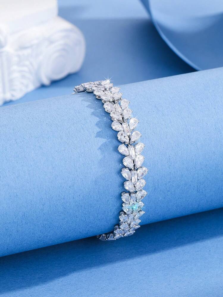 1pc Glamorous Cubic Zirconia Decor Chain Bracelet For Women For Daily Decoration