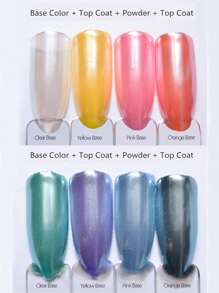 Misscheering 1pc Manicure Holographic Gorgeous Pearl Nail Art Mirror Effect Powder Pigment, Aurora Shimmer Glitter Powder For Nail Decoration - White - View 2