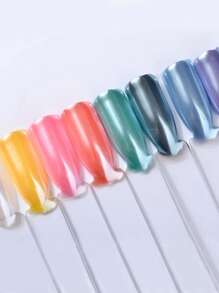 Misscheering 1pc Manicure Holographic Gorgeous Pearl Nail Art Mirror Effect Powder Pigment, Aurora Shimmer Glitter Powder For Nail Decoration - White - View 4