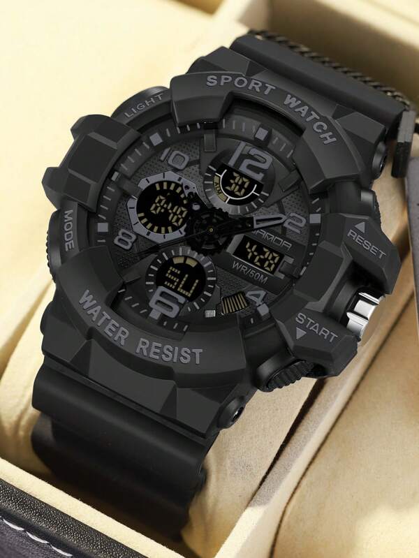 SANDA SANDA Brand G-Style Military Quartz Watch Men's LED Digital Sports Watch Men's Multi Functional Timing Alarm Clock Waterproof Electronic Watch Men's