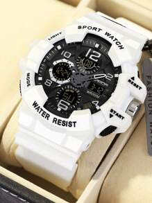 SANDA品牌G-Style军用石英表男士LED数字运动手表男士多功能计时闹钟防水电子表男士 - 白色 - 查看 9