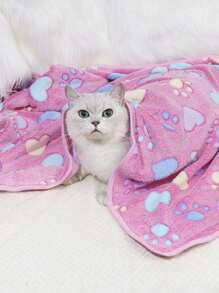 1入組爪子圖案寵物毯適用於狗狗和貓適用於四季 - 灰色 - 查看 1