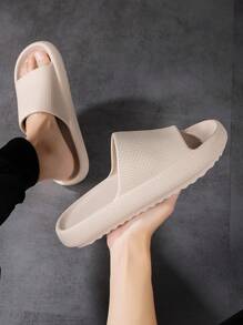 Fashion Slides For Men, Single Band EVA Slippers - Beige - View 1