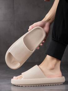 Fashion Slides For Men, Single Band EVA Slippers - Beige - View 2