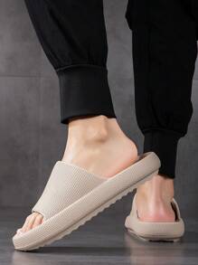 Fashion Slides For Men, Single Band EVA Slippers - Beige - View 3