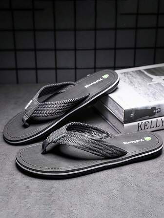 Modische graue Flip Flops für Herren, Hausschuhe im Zehensteg Design