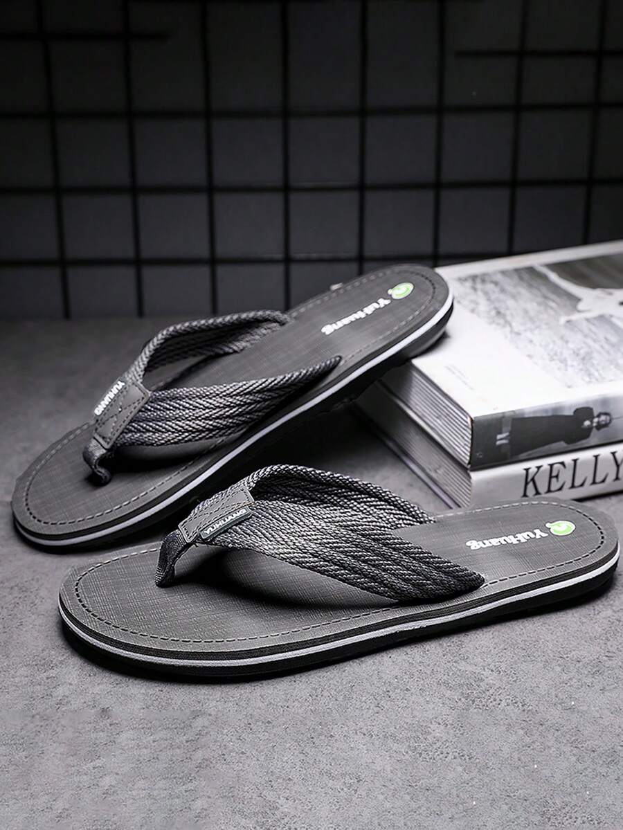 時尚人字拖適用於男士夾腳設計拖鞋 - 灰色 - 查看 1