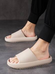 Fashion Slides For Men, Single Band EVA Slippers - Beige - View 4